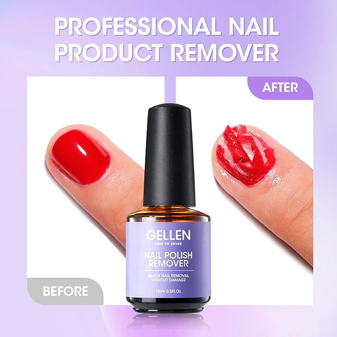 Gellen 2 Pcs Gel Polish Remover Kit with Nail File and Cuticle Pusher - Easily Remove Gel Nail Polish in 2-5 Minutes