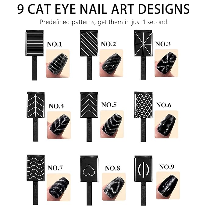 62Pcs Heart Cat Eye Magnet for Nails, Heart Nail Magnet Tools Set, Cat Eye Magnetic Gel Nail Polish Magnets Sticks, Magnetic Bead for Acrylic Nails DIY Manicure Accessories