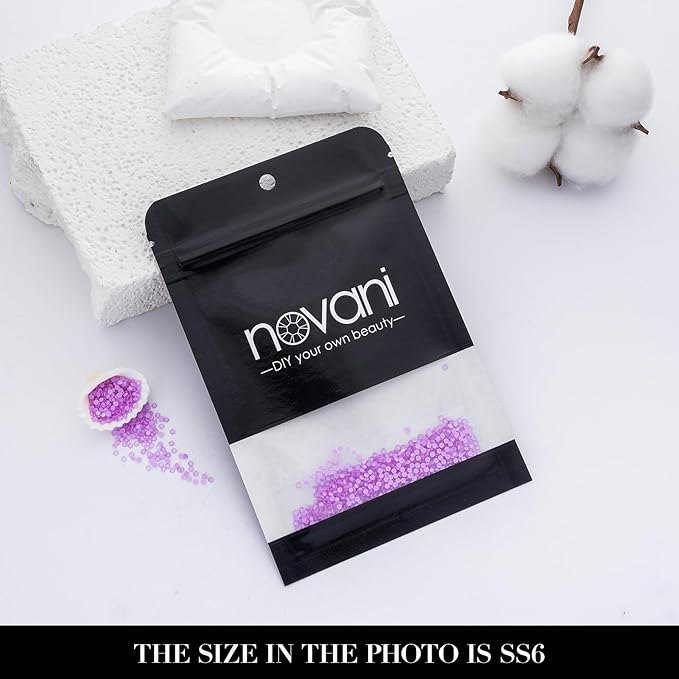 Novani 3000 Pieces Flatback Rhinestones Glass Round Gems Mocha Lt.Purple Crystals for Nail Art DIY Crafts Clothes Shoes,SS6,1.9-2.0mm