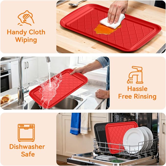 Grilling Prep & Serve Trays for Party Set of 4, Large BBQ Serving Platters | - Image 4