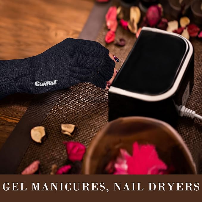 GSAFEME Cotton Gloves Eczema - Fingerless Touchscreen Moisturizing Gloves for Dry Hand Sleeping - Cotton Gloves for Men and Women, Black L/XL 3 Pairs