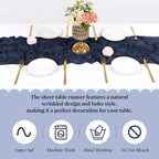 3 Pack Navy Blue Cheesecloth Table Runner, 17 x 108 Inch, Gauze Cheese Cloth - Image 5