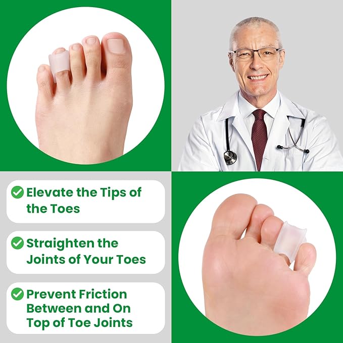 Bukihome Hammertoe Corrector - 6 Pack Toe Straightener to Curled Toes, Broken toe, Bunion Corrector for Women and Men, Small Size (Clear)