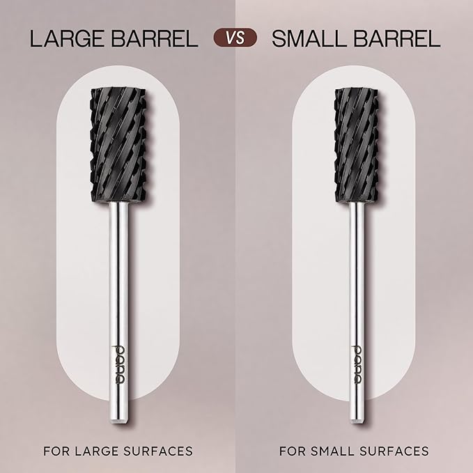 PANA Professional 3/32" Shank Size - Flat Top Large Barrel Carbide Bit - Nail Drill Bit for Dremel Machine (Silver, Gold, DLC Black) (3X Coarse, DLC Black)