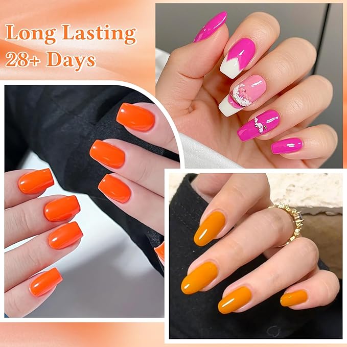 MEET ACROSS 30pcs Gel Nail Polish Set,Soak Off UV LED Lamp Gel Nail Polish Kit,Fashion Shimmer Nail Art Design Gifts for Women Manicure Salon (Neon)