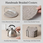 Drink Coasters Set of 8 with Holder, Cotton Woven | Absorbent cotton woven - Image 5
