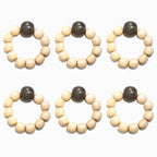 Wood Bead Napkin Rings Set of 6, Dark Gray and Natural Beech Wood, Farmhouse - Image 7