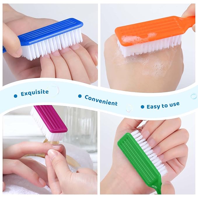 Patelai 200 Pcs Handle Grip Nail Brush Bulk Pedicure Brush for Feet, Toes and Cleaning Fingernail(6 Colors)