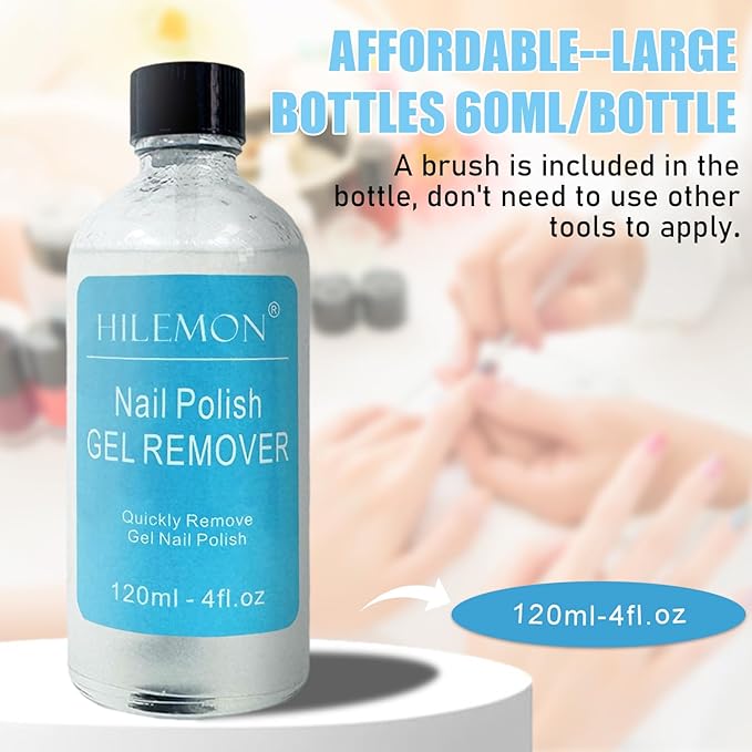 Quick Gel Nail Polish Remover Kit, Easy Remove Gel Polish in 3 Minutes, Safe for Natural Nails with Nail Tools, No Need Soaking or Wrapping, Gel Remover for Nails, Larger Size (120ml)