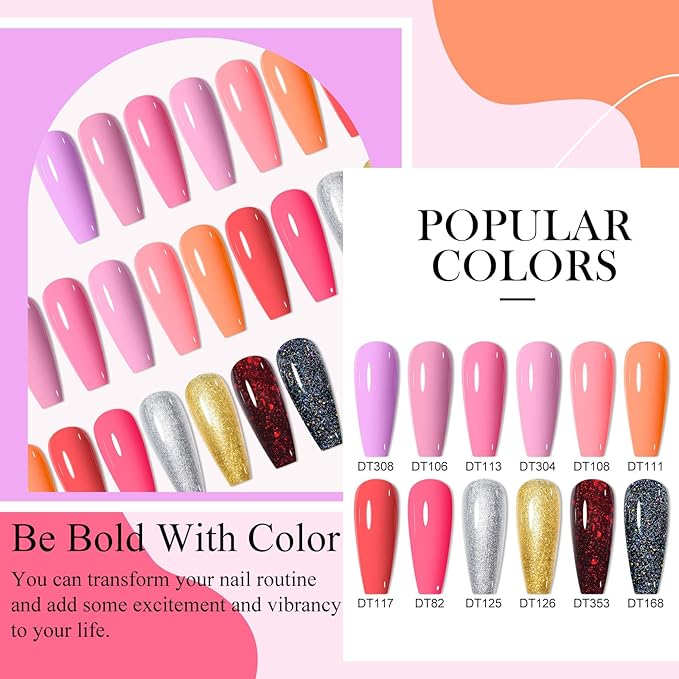 MEET ACROSS 12PCS Gel Nail Polish Set, 12 Colors Gel Nail Kit Art Design Soak Off UV LED,Nail Art Design Gifts for Women (SET-5, 12PCS)
