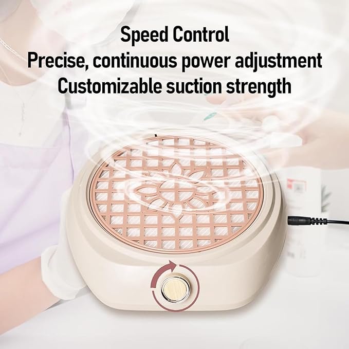 Nail Dust Collector, 5000 RPM Supplies Stuff with Reusable Filter for Acrylic Polishing,Salon and Home (US Plug)