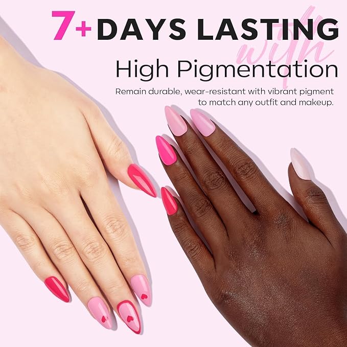 modelones Pink Nail Polish 6 Colors Hot Pink Tones Neon Shades Magenta Light Soft to Dark 2025 Spring Summer Nail Art Design for Women Girl Nail Lovers Valentine's Day Gift Salon DIY Manicure Kit