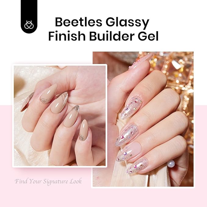 Beetles Low Heat Hard Gel-Mint Sheer Clear 1 oz 9 in 1 Nail Extension Sculpting Building Apex for Salon Professionals, Clear Builder Nail Gel, UV & LED Lamp Cured Needed