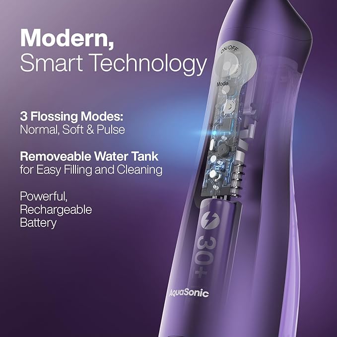 AquaSonic Water Flosser - Cordless Rechargeable Water Flossers for Teeth Cleaning - Waterproof Aqua Flosser, Portable Oral Irrigator for Dental Cleaning with 5 Jet Tips – Braces Home Travel
