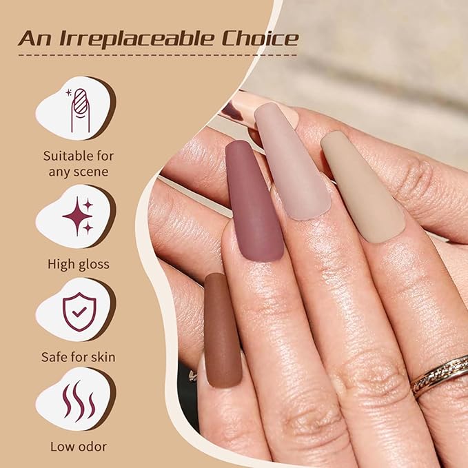 JR 9 Colors 0.5oz Brown Gel Nail Polish Set Bow Bottle Fall Design Nude Gel Polish Kit UV LED Soak Off Polish Home DIY Gift Fall Gel Polish Series
