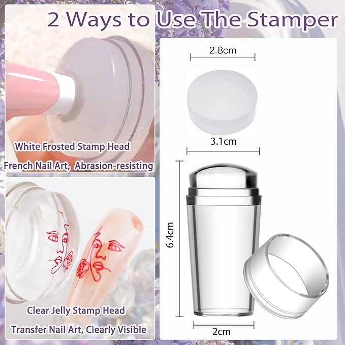 Biutee Nail Stamper Kit 12Pcs Nail Stamping Plate 8Pcs Stamping Gel Polish Nail Stamping Kit with Silicone Stamper Scraper Storage Bag Lace Plaid Stamp Template Halloween Christmas Gift for Women