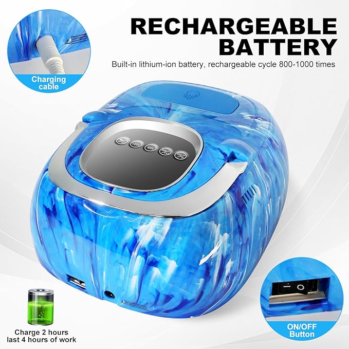LimeGirl Cordless Nail Lamp, 72W Powerful UV LED Nail Dryer with Replaceable Lamp Beads & Battery, UV Light for Gel Polish, Rechargeable & Portable for Salon & Home (Rendering Blue, One Battery)