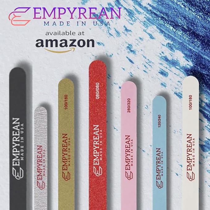 Empyrean Premium Nail Files | Made in USA | Fine 220/320 Extra Fine | Professionals Choice | Disinfectable Washable Reusable | Dark Blue Nail File
