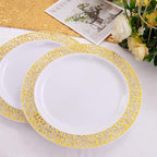 100pcs Gold and White Plates, Heavy Duty Disposable Wedding Plates | elegant - Image 3