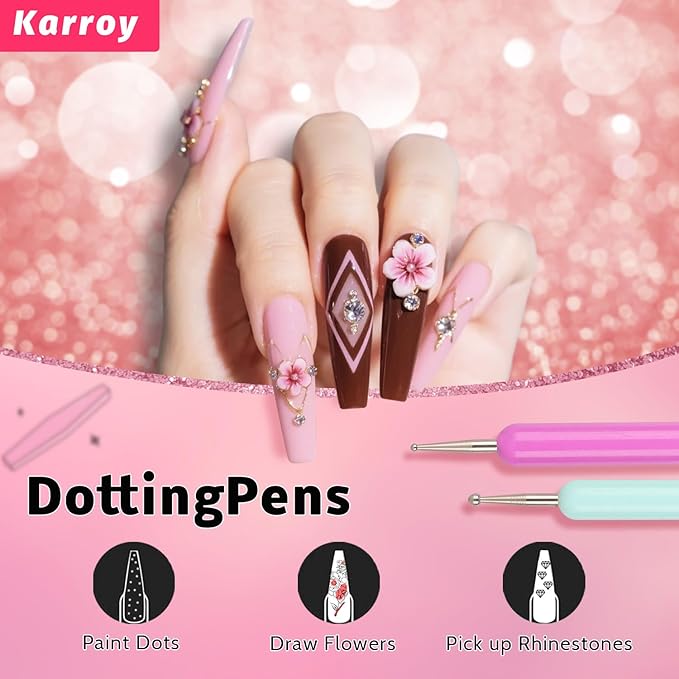 Nail Art Brushes Kit, Multifunctional Nail Brushes for Nail Art Nail Design Brush Gel Nail Brush for Nail Extension Nail Art Liner Brush Dotting Tools for DIY (6PCS Brushes)
