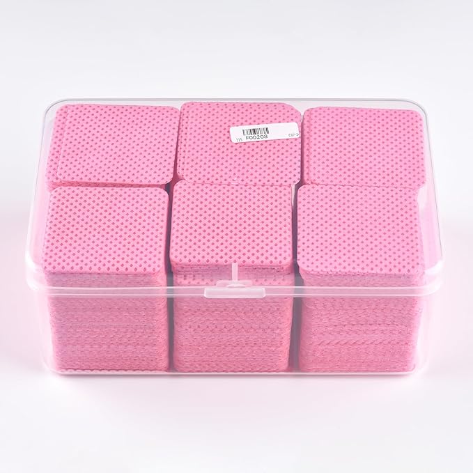 900 PCS Lint Free Nail Cleaning Wipes to Remove Gel Nail Polish & Other Excess Liquid Disposable Nail Cleaning Wipes (Pink)