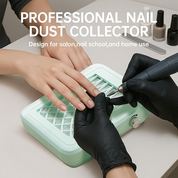 Dust Collector Nail Tech ，Nail Fan Dust Collector with 4 Speeds, Reusable & Disposable Filters, Nail Vacuum Dust Collector for Acrylic Nails, Salon & Home Use