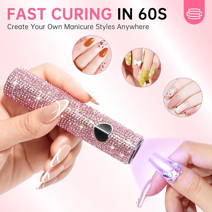 UV Light for Gel Nails, Handheld UV Nail Lamp, Portable LED Nail Lamp, Mini Nail Dryer, USB Nail Light for Fast Curing, Pink