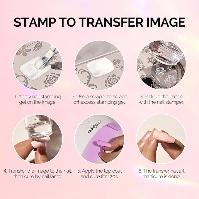 MelodySusie French Nail Stamper Kit, Silicone Stampers with Scrapers, 4PCS DIY Home Nail Design Salon, Clear