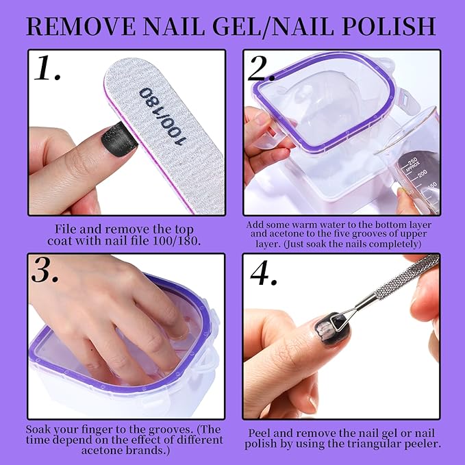 FANDAMEI Nail Soaking Bowl, Nail Soak Off Bowl, Dip Powder Remover Tools, Nail Remover Bowl, Manicure Bowls Nail Soaking, Cuticle Kit