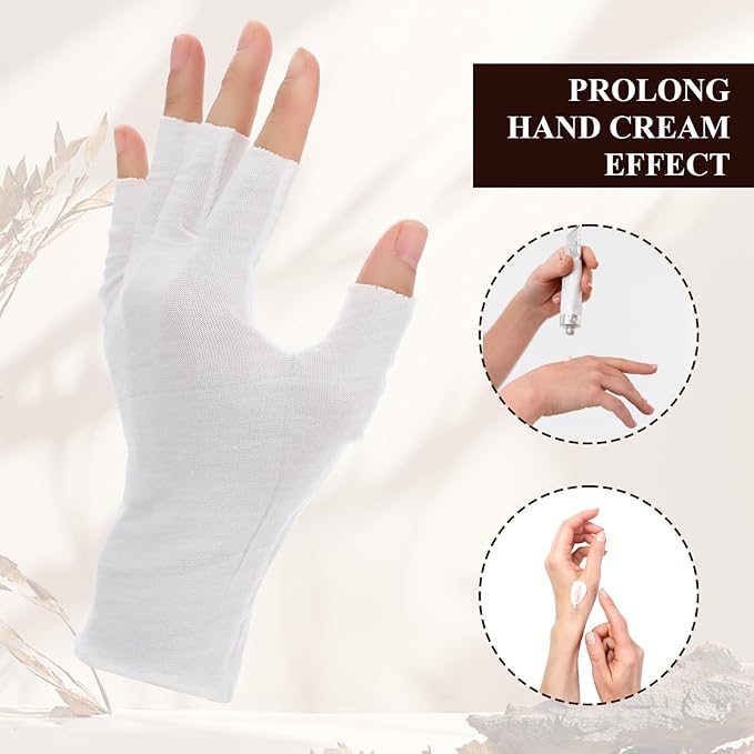 7 Pairs White 100% Cotton Gloves, Moisturizing Gloves for Dry Hands & Overnight Care, Breathable Moisturizing Night Glove for Women & Men