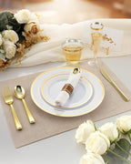 200PCS Disposable Gold Party Plastic Plate Sets - Image 3