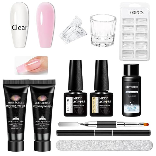 MEET ACROSS Poly Nail Gel 10Pcs Nail Extension Gel Set and Nail Extension Starter Kit for Beginners Nail Art DIY Home Gifts for Women (SET-6, 10pcs)