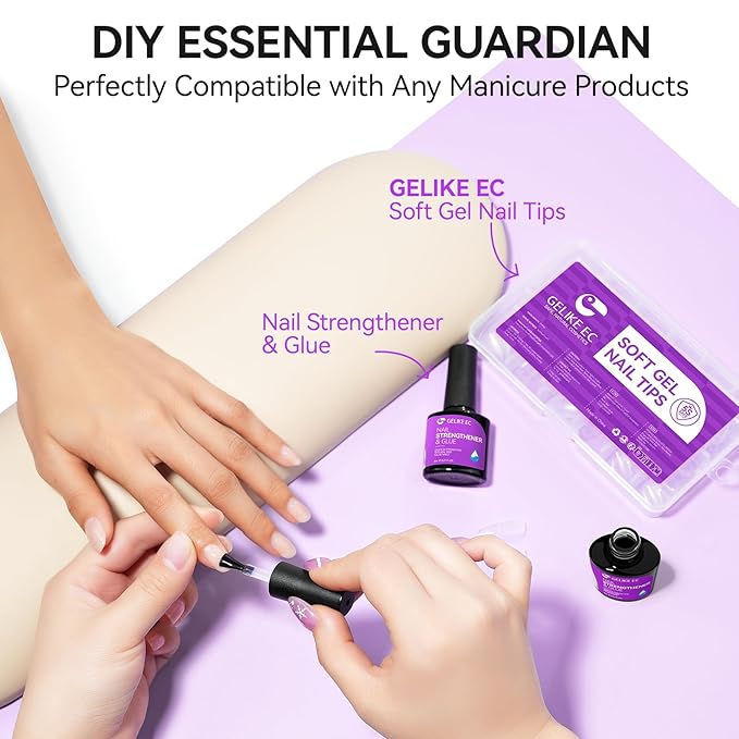 Gelike EC Pro Nail Glue & Strengthener: Nude 6-in-1 Nail Adhesive for Repair - Strengthening & Protein Repair - Perfect for Home & Salon Use 11546 - UV Needed