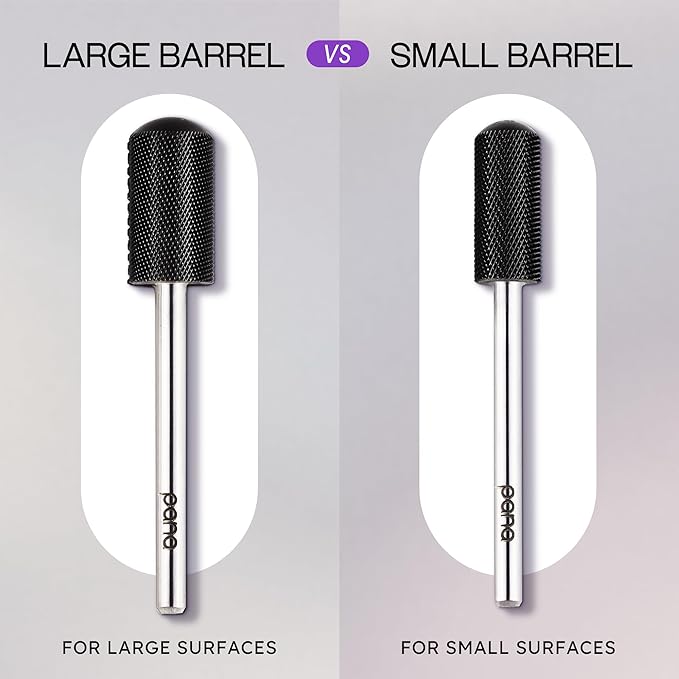 PANA 3/32" Small Smooth Round Top Safety Carbide Nail Drill Bit for Gel Polish & Acrylic Removal Nail Salon Manicure Pedicure Electric File Tools (Small Barrel - DLC Black, Extra Fine)