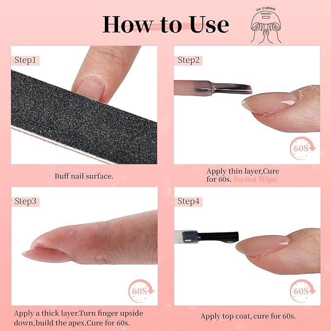 JODSONE Rubber Base Builder Gel for Nails,16.5ML 3-in-1 Nude Pink Rubber Base Gel Polish,Base Color & Builder Gel for Nails in One,for Nail Thickening Solution Strengthen,Apex Building,Enhance