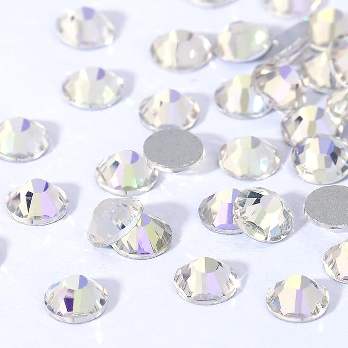 Novani Rhinestones 3000Pcs Flatback Crystal Round Loose Gemstones Glass Rhinestones for Crafts Makeup Nail Art Clothes Shoes DIY Decorations(SS6, 1.9-2.0mm,Moon Night)