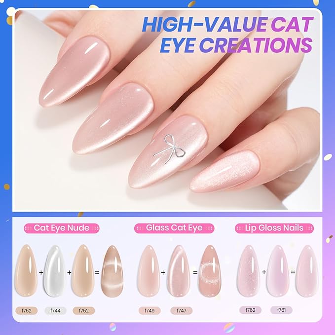 Beetles Jelly Gel Nail Polish Set - Gift Box Nude Sands Collection 75 PCS 20 Colors Jelly Nail Polish Kit Nude Pink Milky White Glitter Silver Cat Eye Base Glossy Matte Top Coat Gift for Women