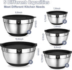 Umite Chef Mixing Bowls with Airtight Lids Set, 3 Grater Attachments & Non-Slip - Image 2
