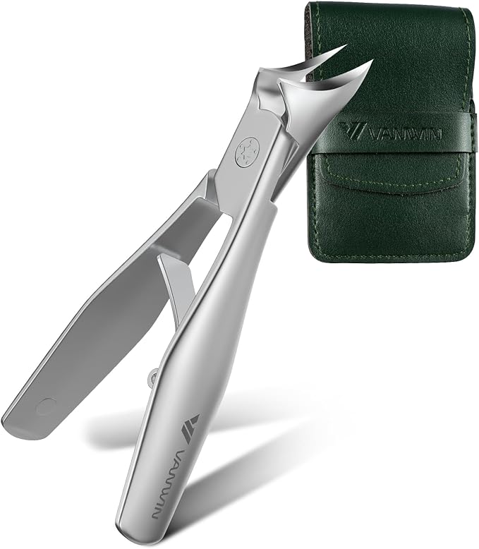 Ingrown Nail Clippers, Slant Curved Blade Nail Clippers for Men Thick Ingrown Toenails with 33mm Wide Jaw Opening, Heavy Duty Stainless Steel Toenail Clippers for Seniors Thick Toenails Silver