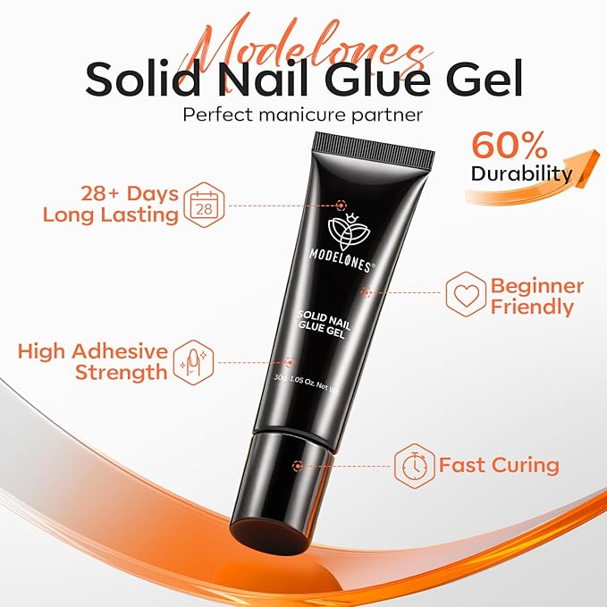 modelones Gel Nail Kit Square, 15Sizes False Nail Tips Instant Apex Solid Glue & Mini LED Light, Medium Square Pre-Building Strong Thick Acrylic Press on Tips U/V Lamp Extension Kit Women Gift 240Pcs