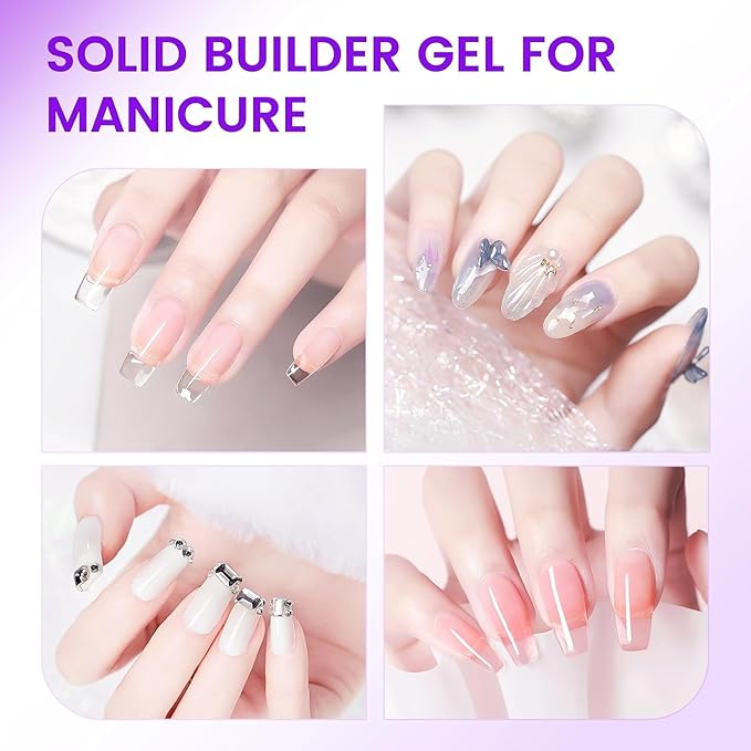AIJIMEI Solid Builder Gel Kit With Manicure Tools for Nails 15ML 4IN1 NailExtensionGel UV & LEDGel forNails Long-Lasting NailExtension Gelfor NailsManicure DIY at Home (SOLID-GEL-A3)
