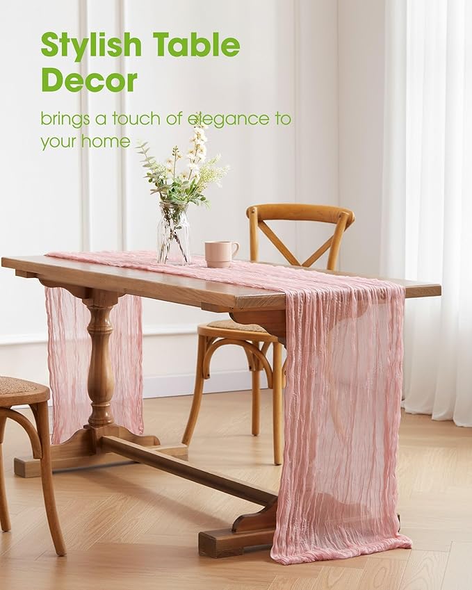 Pureegg 2-Pack Cheesecloth Table Runner, Baby Shower, Wedding and Farmhouse - Image 2