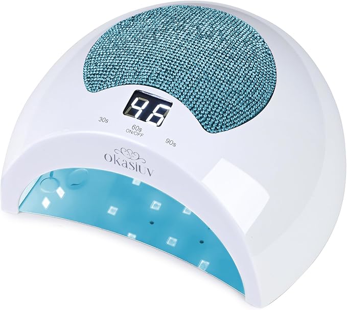 Diamond Gel Nail Lamp - Rechargeable UV LED, Touch Control, 3 Speed Settings, Fast Drying for All Gel Polishes, Compact Design (Sky Blue)