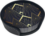 Abstract Art Deco Leather Drinks Coasters - Image 2