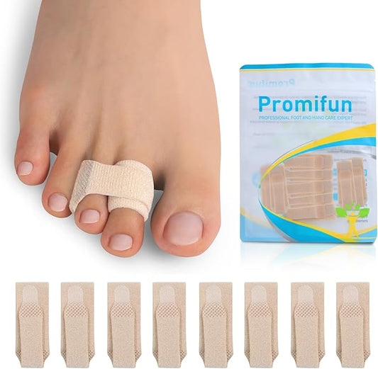 8 Pack Hammer Toe Corrector Toe Splint For Broken Toes,Brace Orthopedic Separator, Cushioned Bandages, Heal Wrap Toe Straighteners for Crooked Toes（brown）