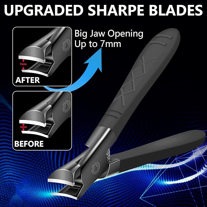 Upgraded Professional Nail Clippers for Men, Women & Seniors - Anti Slip Nail Clipper Set, Long Handle, Stainless Steel, Large