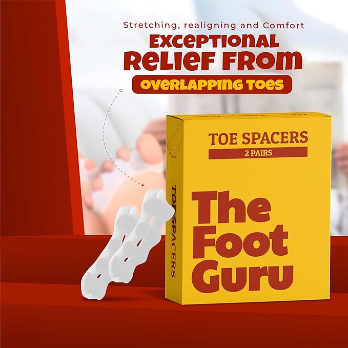 2x Pairs Orthopedic Toe Spacers - Toe Separators for Men & Women, Bunion Corrector, Hammer Toe Straightener, Yoga Toe Spacers, Toe Spreaders for Foot Pain Relief -Kubbar