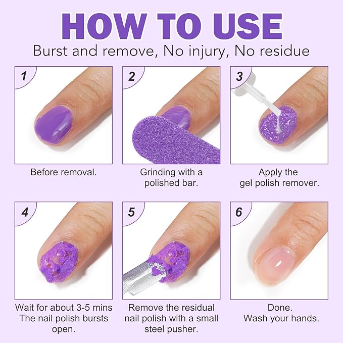 2 Pack Gel Nail Polish Remover, Gel Polish Remover Kit- Quickily and Easily Removes Gel Nail Polish at Home in 2-5 Mins - No Need for Foil, Soaking or Wrapping,0.5 Fl Oz
