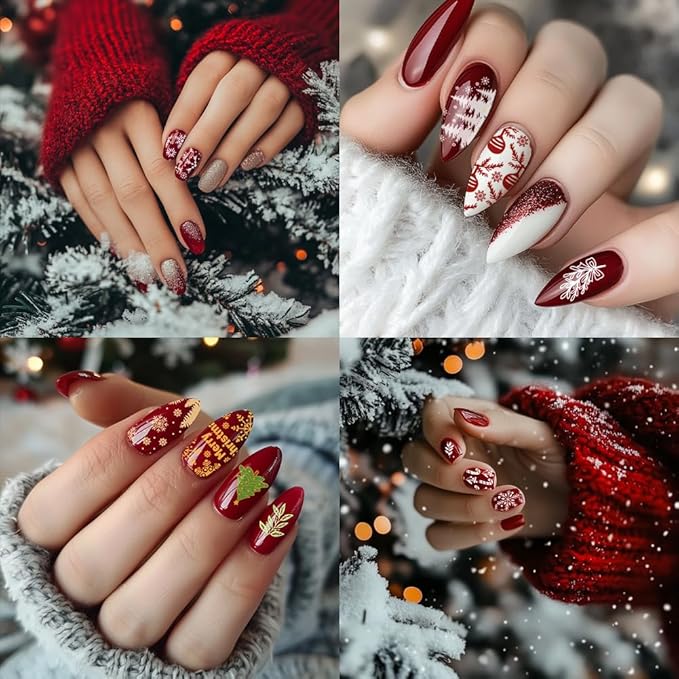 PH PandaHall Christmas Nail Art Plates 3pcs Nail Stamping Plate Winter Snowflake Santa Tree Bell Snowman Image Plate Nails Art Design Stamp Kit for DIY Nails Art Templates Reusable Template Design