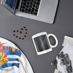 Thin White Lines Geometric Pattern Minimalist Ceramic Cup, Elegant Coffee Mug - Image 7